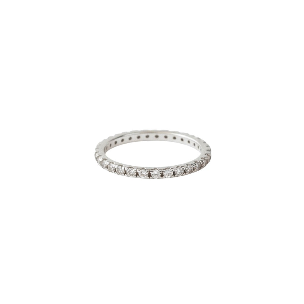 Hally Jewelry silver 925 eternity band ring with small clear cubic zirconia stones. Delicate and timeless design.